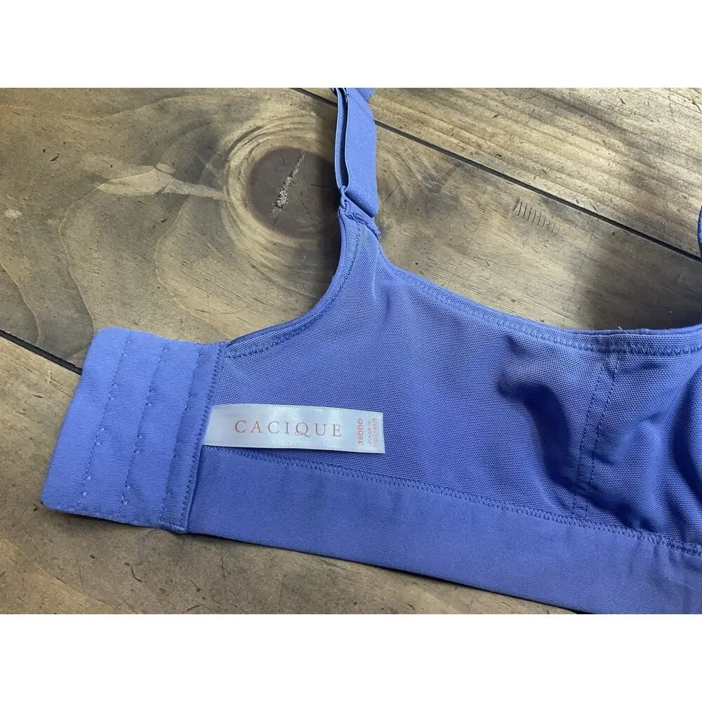 Lane Bryant Cacique Blue Lace Overlay Lightly Lined Bra No Wire 38DDD
